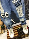 Jeans per bambini con stampa di gattino 3