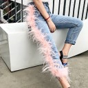 Jeans pour femmes avec des franges roses 1
