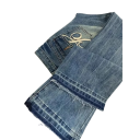 Jeans pour femmes bleus Unis Noms sur les poches arrière Poches Polyester Pantalons street modernes Style décontracté tendance 3