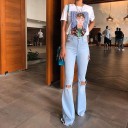 Jeans pour femmes évasés avec des déchirures 1