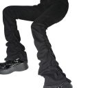 Jeans pour femmes noirs Unis Couleurs Pantalons évasés Poches Coton Polyester Pantalons confortables à évasement Style moderne et élégant 2