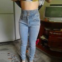 Jeans pour femmes taille haute J1699 2