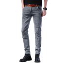 Jeans skinny cinzentos para homens com bolsos, algodão, corte moderno para um visual estiloso 4