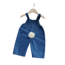 Jeansoverall til babyer og piger uden ærmer med kaninører og hale Bomulds sommeroverall med lommer og knapper på skuldrene 2