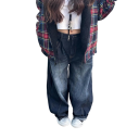 Jeansuri pentru femei albastre Croi liber Buzunare Bumbac Poliester Pantaloni lejeri confortabili Pantaloni cu picioare largi Stil casual modern 6