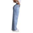Jeansuri pentru femei, culoare albastră, fundițe pe buzunarele din spate, croi lejer, buzunare, bumbac, poliester, spandex, pantaloni moderni 3