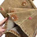 Jeansuri pentru femei culoare maro cu imprimeu de ursuleți și buzunare din poliester pantaloni moderni lejeri stil casual trendy pentru purtare zilnică 4