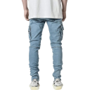 Jeansy cargo męskie Slim Fit Stylowe jeansy z wieloma kieszeniami Nowoczesne spodnie do miasta i na co dzień Dopasowany krój Wygodny 6