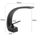 Jednopáková umyvadlová baterie zakřivené rameno výška 19 cm šířka 22 cm připojení G1/2 stojánkový vodovodní kohoutek k umyvadlu do koupelny 5