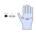 Jednorázové nitrilové rukavice 50 ks velikost L šířka dlaně 9–10 cm délka cca 24 cm fialové pro úklid kuchyň tetování kosmetiku 3