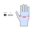 Jednorázové nitrilové rukavice 50 ks velikost M šířka dlaně 8–9 cm délka cca 24 cm fialové pro úklid kuchyň tetování kosmetiku 3