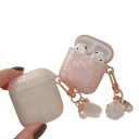 Jemné gyöngyházfényű védőtok kulcstartóval AirPods Pro 2-hez, luxusos szilikon fülhallgató tok karc- és porvédelemmel 2