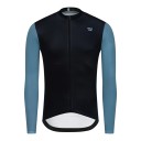 Jersey de ciclismo de manga larga con cremallera de longitud completa y mangas en color contrastante y cuello bajo para bicicleta 1