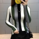 Jersey de cuello alto a rayas para mujer 3