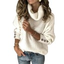 Jersey de cuello alto con botones para mujer G304 4