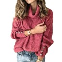 Jersey de cuello alto con botones para mujer G304 5