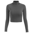 Jersey de cuello alto corto para mujer 7