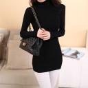 Jersey de cuello alto elástico largo para mujer 1