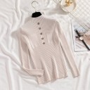 Jersey de cuello alto para mujer con botones y bolsillos. 10