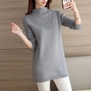 Jersey de punto largo de cuello alto para mujer 4