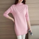 Jersey de punto largo de cuello alto para mujer 3