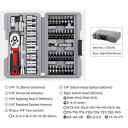 Jeu de clé à cliquet et de bits Apollo 47 pcs 1/4" (6,35 mm) avec système de verrouillage rapide en acier chrome-vanadium gris et rouge 2