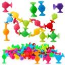 Jeu de construction pour enfants avec ventouses 25 pièces Morceaux en caoutchouc colorés 1,5 x 2 cm Jouet pour le bain et en voyage Jeu de construction créatif avec connecteurs à ventouse 2