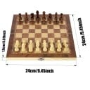 Jeu de société en bois 3 en 1 Échecs Dames Backgammon 24 x 24 cm Jeux de société classiques pour 2 joueurs Divertissement social Jeu de voyage 4