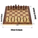 Jeu de société en bois 3 en 1 Échecs Dames Backgammon 34 x 34 cm Jeux de société classiques pour 2 joueurs Divertissement convivial Conception pliable Ensemble de voyage 4