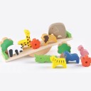 Joc de echilibru din lemn cu animale pentru copii Leagăn cu piese colorate în formă de animale și copaci Construire și echilibrare Dimensiuni 30 x 5 x 2
