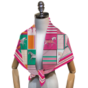 Joc geometric al pătratelor eșarfă pătrată Trend de modă pentru femei Eșarfă multifuncțională pentru cap, gât și corp Accesoriu stilat 7