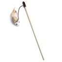 Jouet à plume pour chats 40 cm Bâton en bois avec élastique et plumes Jouet interactif pour chats Pendentifs poulet souris spirale balle ballon 5