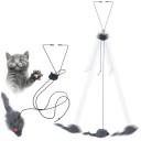 Jouet à plume pour chats 40 cm Bâton en bois avec élastique et plumes Jouet interactif pour chats Pendentifs poulet souris spirale balle ballon 2