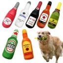 Jouet en peluche qui couine pour chiens 24 cm Jouet en forme de bouteille d'alcool Jouet en peluche doux avec son Jouet interactif 1