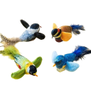 Jouet interactif pour chats 13 x 4,5 x 6 cm Forme d'oiseau avec corde Jouet sonore émettant des sons d'oiseaux réalistes 6