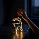 Joulukoriste LED Valo Poron Muoto 19 x 14 cm AAA Paristoilla Imukupilla Valoisa Poro Sarvilla Lämmin Valkoinen Koriste Ikkunaan Oviin 1