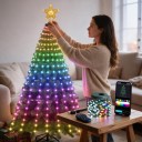 Joulukuusen LED-vesiputousvalaistus 1,8 m 400 LED RGB Mukautettavat kuvastot sovelluksessa Kauko-ohjain USB IP65-suojaus Tähtikoriste 2