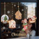 Joulun ikkunatarroja Ripustettavat koristeet Lumikasa Piparkakkutalo ja Joulupukki Kultainen Merry Christmas -teksti ja lumihiutaleet Jouluksi 5