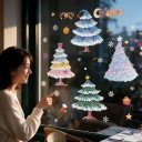 Joulustickerit ikkunaan Uudelleen käytettävät joulukuuset Merry Christmas -tekstillä ja lumihiutaleilla Värikkäitä koristeita näyteikkunaan 3
