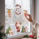 Joulustickerit ikkunoille Uudelleen käytettävä Santa eläinten ja lumiukon kanssa Jänikset, kettu ja hiiri Valkoiset lumihiutaleet Ikkunaan 4