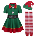 Joulutontun asu, täydellinen tyttöjen jouluasu, tontun cosplay, karnevaaliasu tytöille, Halloween-asu 2