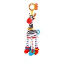 Jucărie de pluș agățată pentru bebeluși, 47 cm, Girafă și Zebră, cu piuie, clopoțel și accesoriu de dentiție pentru cărucior 2