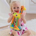 Jucărie de pluș agățată pentru bebeluși, 47 cm, Girafă și Zebră, cu piuie, clopoțel și accesoriu de dentiție pentru cărucior 9