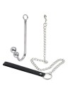 Juego 2 en 1 de gancho anal de acero inoxidable con 2 bolas en la punta y correa de anilla metálica de 92 cm para un control sensual Embalaje discreto 1