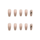 Juego Brillante de Uñas Acrílicas Brillantes de 24 Piezas Silueta Coffin Longitud Media Tips Adhesivos Artificiales para las Manos 3