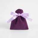 Juego de 10 bolsas de terciopelo moradas con cordón 7×9 cm con cinta, bolsas de tela para regalos para joyas y pequeños objetos 1