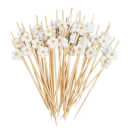 Juego de 100 unidades de pinchos decorativos de bambú con motivo floral 12 cm Decoraciones desechables para bodas, cumpleaños, fiestas y aperitivos festivos 5