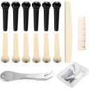 Juego de 12 clavijas para puente de guitarra acústica con extractor de clavijas y cejuela, accesorios para guitarra, cuerdas de repuesto 1