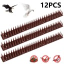 Juego de 12 pinchos de plástico marrón para pájaros de 43 cm. Repelente de palomas y plagas. Protección para jardín y balcón. 2