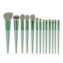 Juego de 13 brochas de maquillaje de cerdas sintéticas suaves y esponjosas con mango de plástico y tubo de aluminio con estuche para maquillaje 1